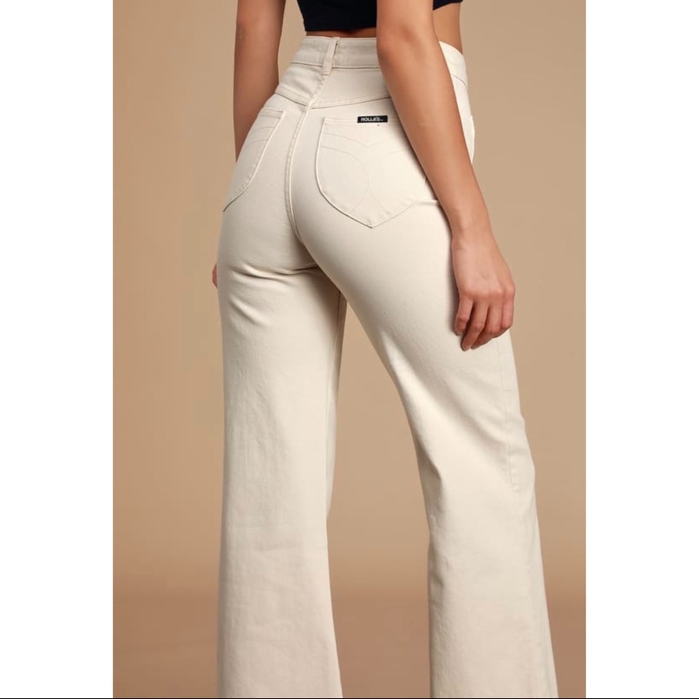 Rolla's Sailor Cream High Rise Wide-Leg Jeans (26) - Picture 2 of 9